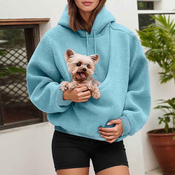 LBECLEY Hoodie with Dog Pouch Oversized Pet Hoodies Carrier Large Pocket Hooded Sweatshirt for Puppy Kitten Dogs Holder