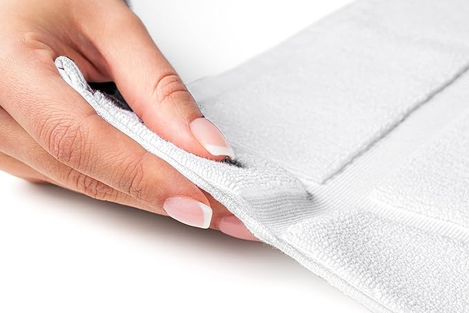 Ample Decor 100% Cotton Bath Mats 24 x 17 Inches, Quick Dry, 1350 GSM Banded Border Shower Bathroom Floor Mat, Not Bathroom Rug - Christmas White, 2 Pack