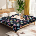 Gowyeg Dog Blankets for Large Dogs, 80"x60" Blanket Washable, Fuzzy Soft Pet Mat Throw Cover for Kennel Crate Bed, Cute Paw Pattern, Cat Blanket, Gifts Medium Small Pet Essentials, Navy Blue