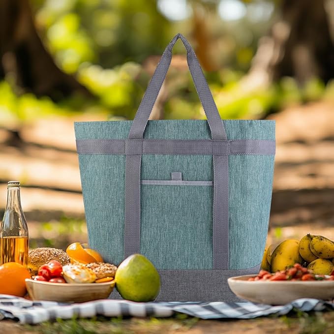 mosago Insulated Cooler Tote Bags, Soft Totes with Top Secure and Sided Pockets for Pizza Delivery Grocery Shopping Travel Beach, Large Leak Proof Food Delivery Bag Frozen/Thermal Foods, Collapsible