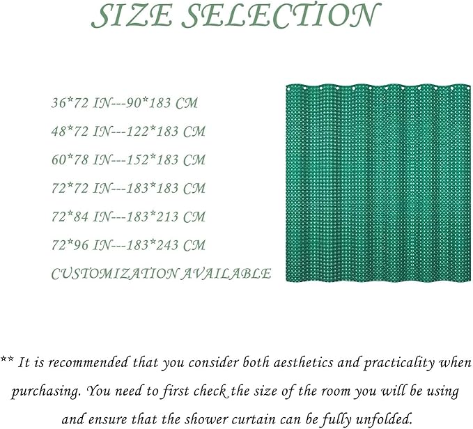 ggaimwf 72x72 Inch Solid Color Shower Curtain for Bathroom Waffle Bath Water Resistant Fabric Curtains Sea Green Modern Thick Shower Stall Curtain with Metal Hooks