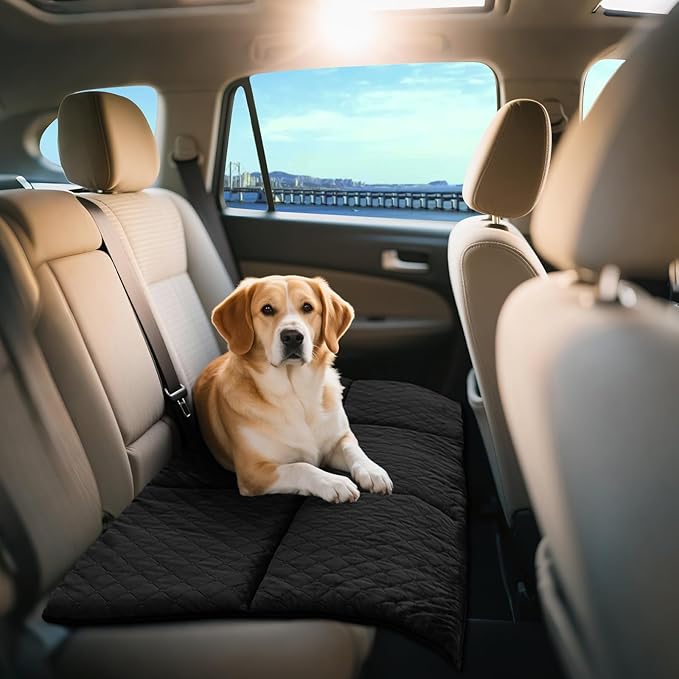 XUYEDOGLSH Car Backseat Dog Mat, Comfortable Non-Slip Cushion Suitable for Travel Dog Bed and Pet Home Sofa Blanket, Custom Mat for Car Backseat Extender and Seat Cover (Black 51.2 x 23.6in)