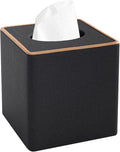 XNONE Tissue Box Cover Square Tissue Box Holder PU Leather Facial Organizer with Magnetic Bottom,Decorative Napkin Caddy for Vanity Dresser Night Stand Table Countertop Home Office Car,Black