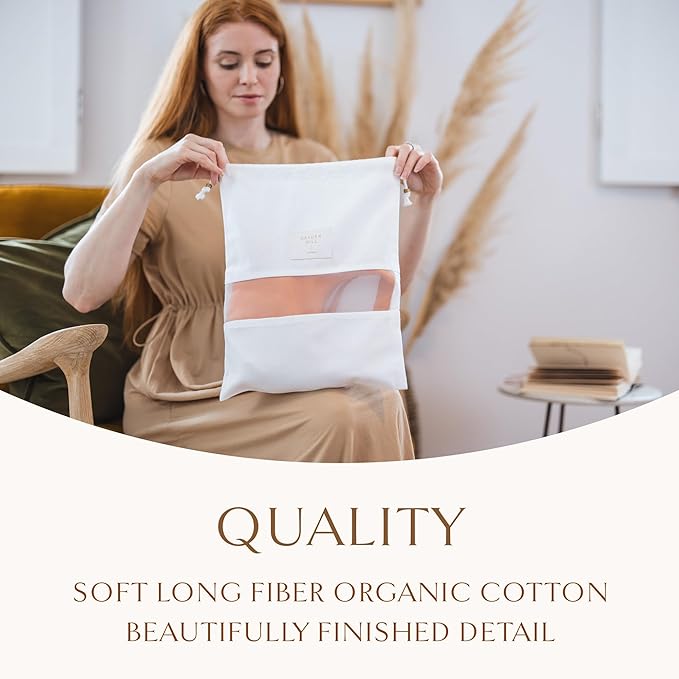 Hayden Hill Luxury Organic Cotton Dust Bags For Handbags - 3 Pack Medium - 20" Purse Storage, Shoe Bags and Handbag Organizer For Closet - Certified Carbon Neutral
