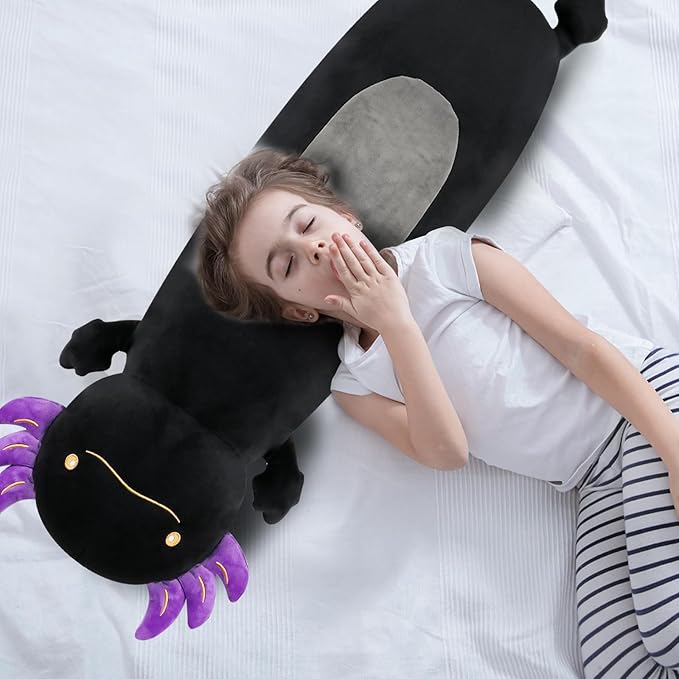 Dalmao 36" Giant Black Axolotl Stuffed Animal, Cute Soft Long Axolotl Plush Body Squishy Pillow Big Plushies Toy, Gift for Kids, Boys, Birthdays, Halloween, Christmas