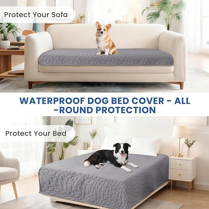 CYCMACO Waterproof Dog Bed Cover, Non-Slip Dog Blanket for Couch, Couch Covers for Dogs Washable, Pet Blanket for Furniture, Pet Bed Mat for Sofa, Car, Pet Supplies (40x50 Inch, Light Grey)