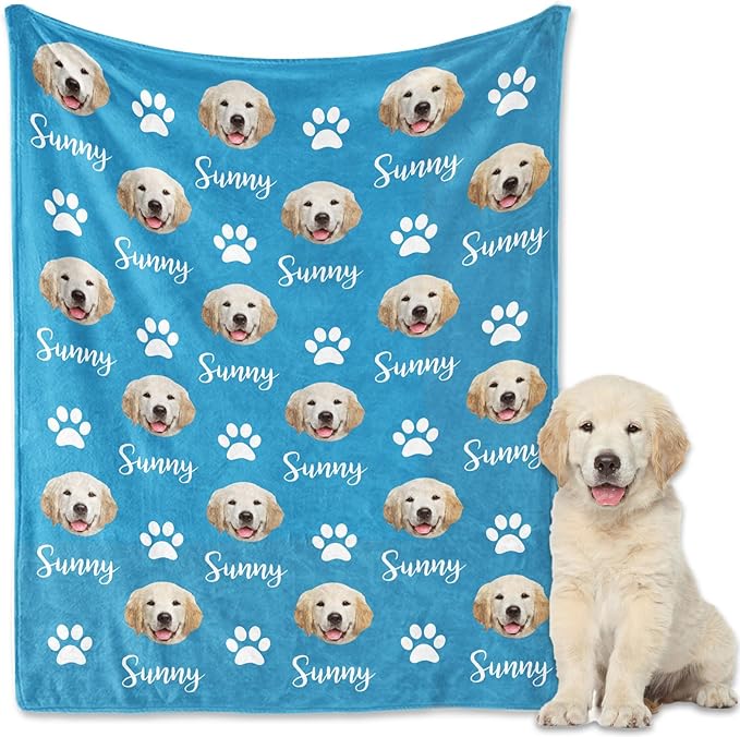 GlisterGlow Personalized Dog Blanket, Customized Pet Blankets with Name Picture, Throw Blanket for Small Medium Large Dog Puppy Cat