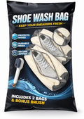 Shoe Bags for Washing Machine, 2 Pack With Shoe Brush, Shoe Washing Machine Bag, Shoe Laundry Bag, Updated With Locking Zipper