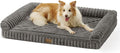 COZY KISS Cute Dog Bed for Large Dogs, Faux Rabbit Fur Orthopedic Foam Dog Bed with Sides, Removable Washable Cover & Waterproof Lining, Comfortable Pet Couch, Grey (44" L x 32" W x 7" Th)