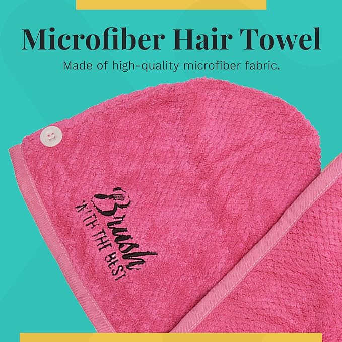 Felicia Leatherwood Microfiber Hair Towel Wrap - Quick Drying, Anti Frizz & Gentle on Hair - Easy to Use, Saves Time, Lightweight & Compact - for Curly, Long & Thick Hair - Men & Women - Pink