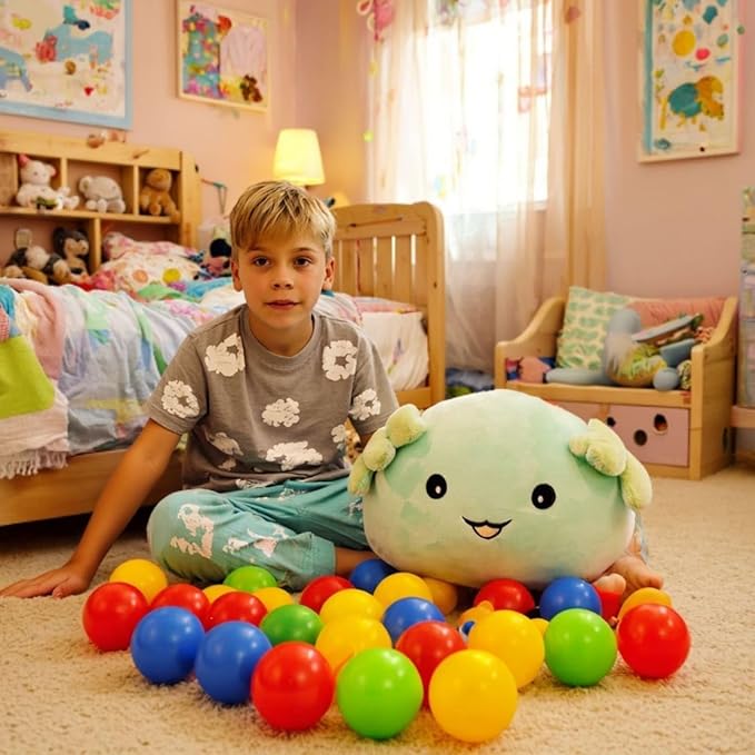 WORLD OF PLUSH 29-Inch Jumbo Axolotl Plush – Giant Stuffed Animal Toy for Kids & Adults – Soft Kawaii Squishy Plushie Pillow – Cute Axolotl Gift for Girls, Boys, Bedroom Decor