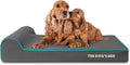The Dog’s Bed Orthopedic Headrest Dog Bed Large Grey with Blue Trim, Memory Foam, Pain Relief for Arthritis, Hip & Elbow Dysplasia, Post Surgery, Waterproof Washable Cover, Veterinary Approved