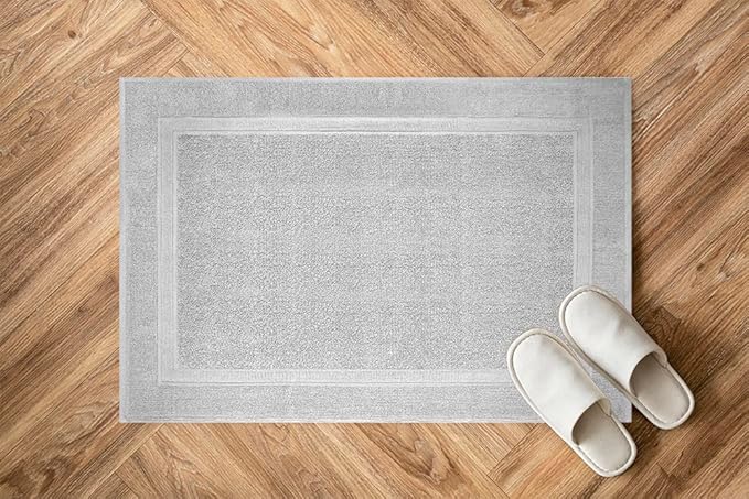 Infinitee Xclusives Premium Cotton Bath Mats for Bathroom – Pack of 2 | 34x22 Inches | Ultra Soft, Super Absorbent, Non-Slip, Machine Washable Mats (Charming Grey) [Not a Rug]
