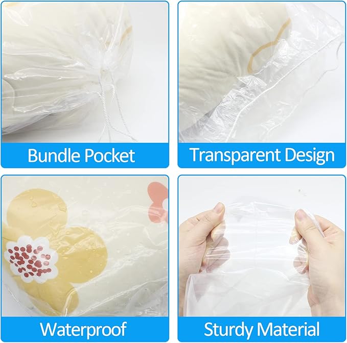 Belinlen 100 Pack 18x24 inch Transparent Shoe Bags for Travel Large Clear Shoes Storage Organizers Pouch with Cotton Draw Strings Shoe Dust Bags