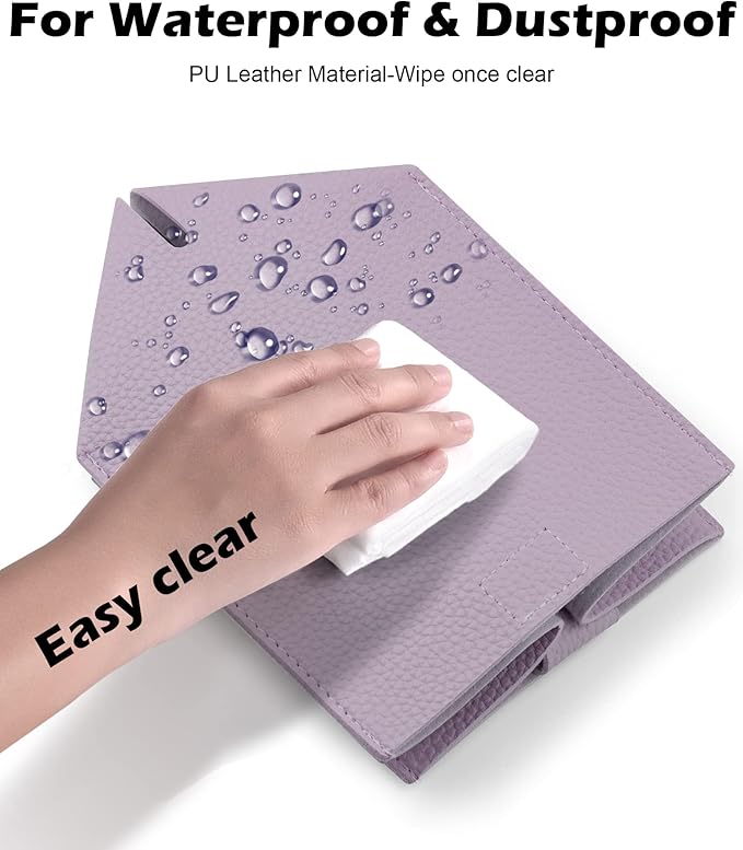 Tclouda Tissue Box Cover for PU Leather, Modern Simple Solid Color Holder Square Tissue Bag, Ideal for Bathrooms,Office,Car,Nightstand,Outdoor Tent,Dining Table,5"X5"X5", Double Purple