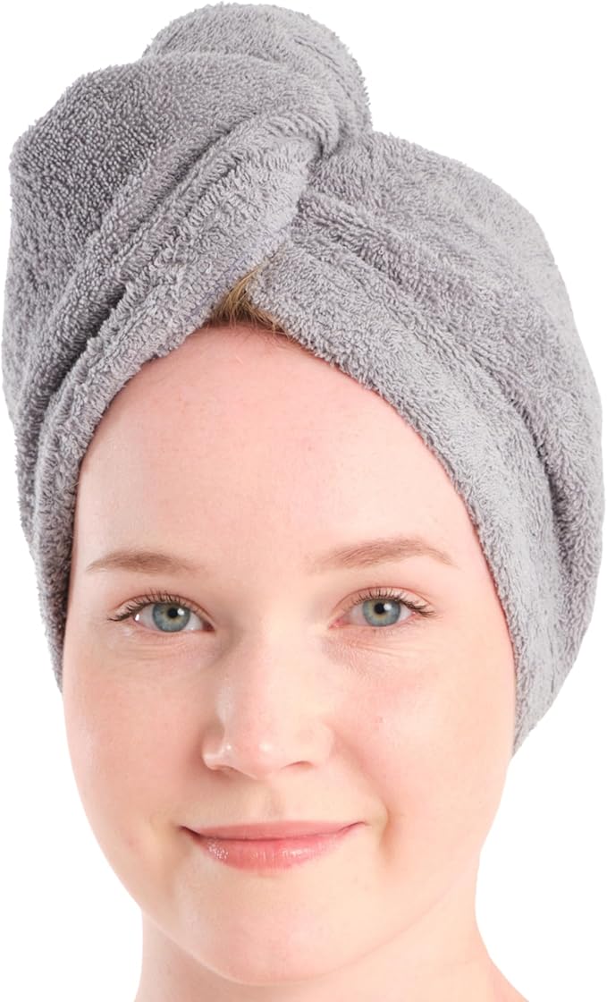 Seritaine Hair Towel Wrap for Women 2 Pack – 100% Turkish Cotton Turban for Wet Hair Quick Dry – Soft & Gentle Head Towel Cap– Soft and Absorbent Cotton - 10x26 inch