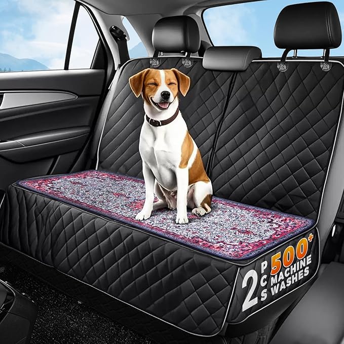 Hompet 2 Pack Waterproof & Absorbent Dog Car Seat Cover Mat, Fits Most Dog Car Hammocks, Washable Reusable Backseat Protector Pad, Quick Dry Leak-Proof Non-Slip Pet Travel Mat for Cars, 24.8"x54"