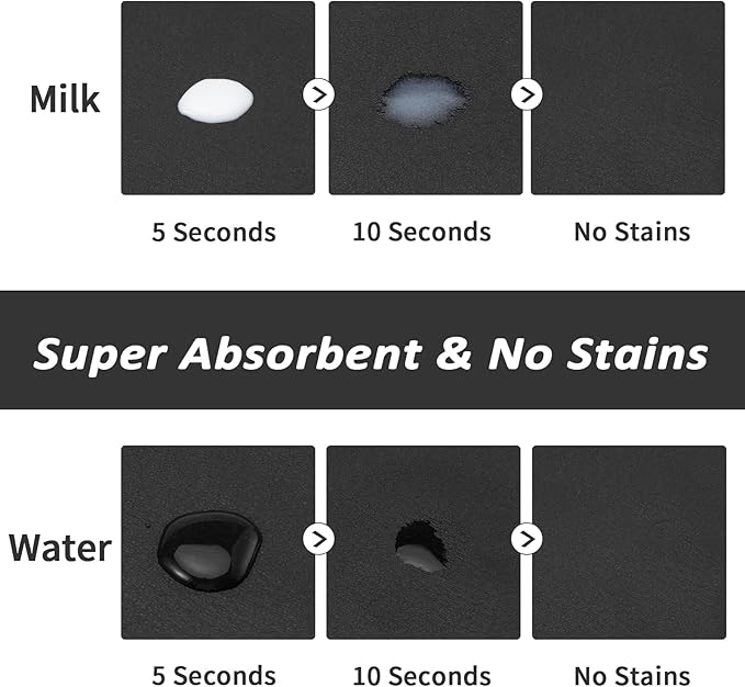 HotLive Dog Food Mat - Absorbent Cat Mat for Food and Water, No Stains Pet Feeding Bowl Mat, Easy to Clean Pet Placemats, Quick Dry Dog Water Dispenser Mat for Messy Drinkers | Black 18"x 34"