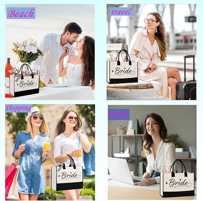 KDBDSYZB Bride Gifts Canvas Tote Bag, Gifts for Wedding BridalShower, Bachelorette Party, Bride to be, Miss to Mrs Gift,Christmas Personalized Bridesmaid Present