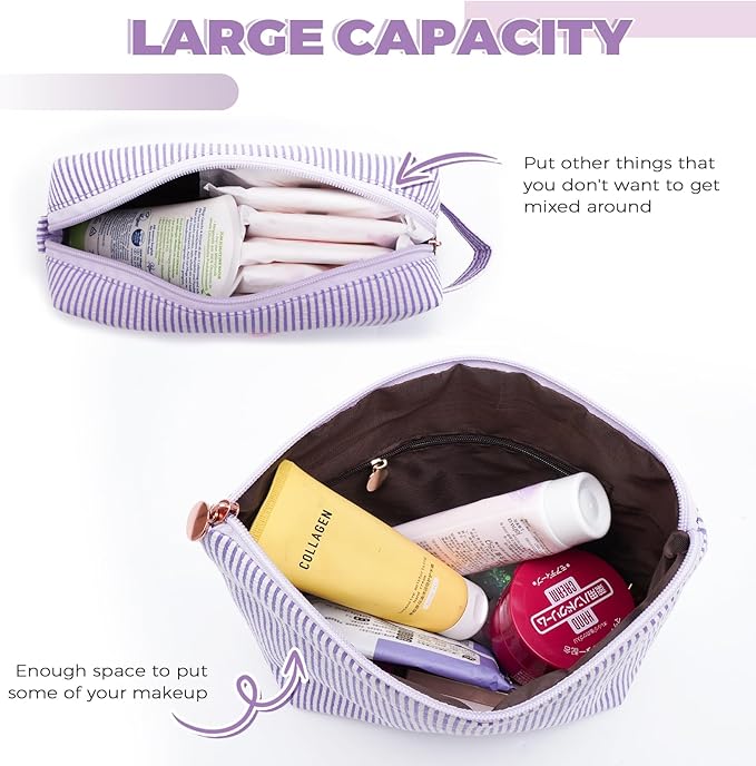 Btffitting Dance Recital Gifts for Girls - Cosmetic Bag for Teen,Initial Cute Makeup Bag Set for Women,Trendy Pouch for Niece Sister Friend Female Her,Birthday Gifts for Daughter - Lavender,L