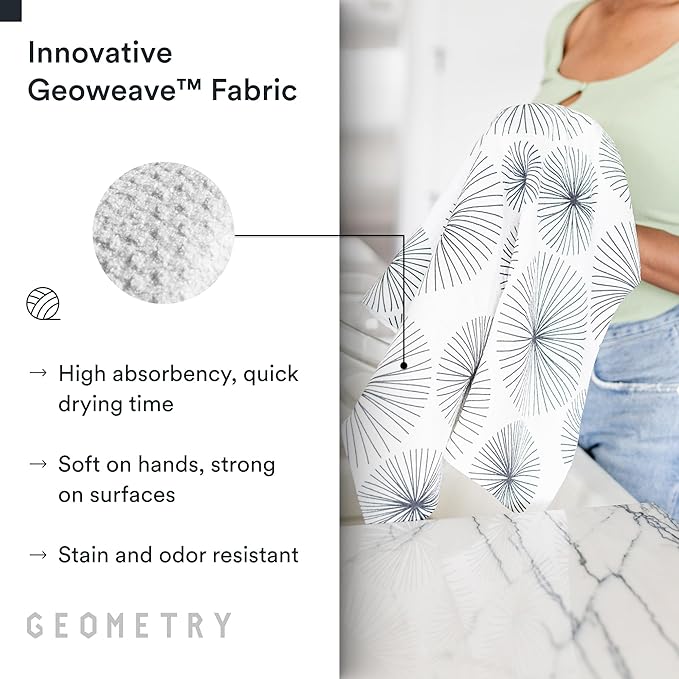 GEOMETRY Kitchen Tea Towels - Quick Dry Microfiber Dish Towels for Kitchen Linework, 18" x 30" 2 Pack