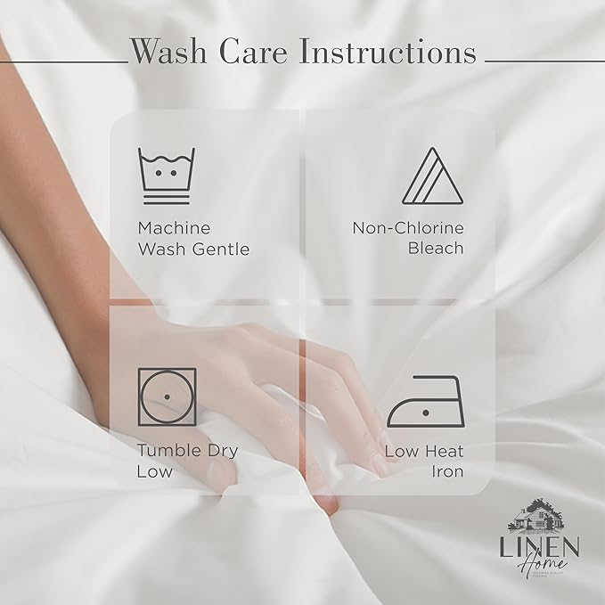 Linen Home 100% Cotton Percale Sheets California King Size, White, Deep Pocket, 4 Pieces Set - 1 Flat, 1 Deep Pocket Fitted Sheet and 2 Pillowcases, Crisp Cool and Strong Bed Linen