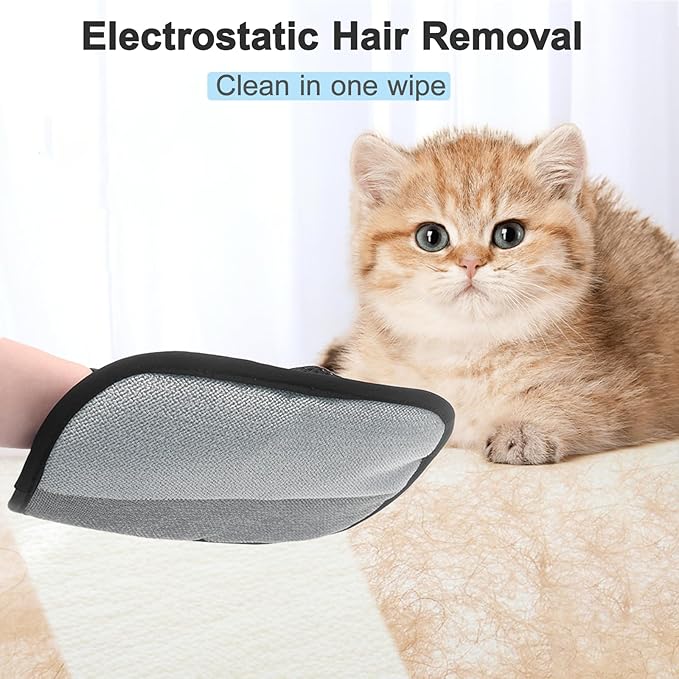 Kemodia 1PCS Pet Hair Removal Glove, Reusable Electrostatic Dogs Hair Removal Tool for Couch, Furniture, Carpet, Car Seat, Clothes