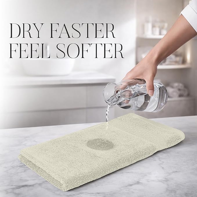 RIVERSIDE 12 Pack Premium 100% Cotton Face Wash Cloths, 12 x 12 Inches, Soft & Absorbent Face Towels for Bathroom Wash Clothes, 550 GSM, Luxury WashCloths for Showering, Body, Spa & Gym, Cannoli Cream