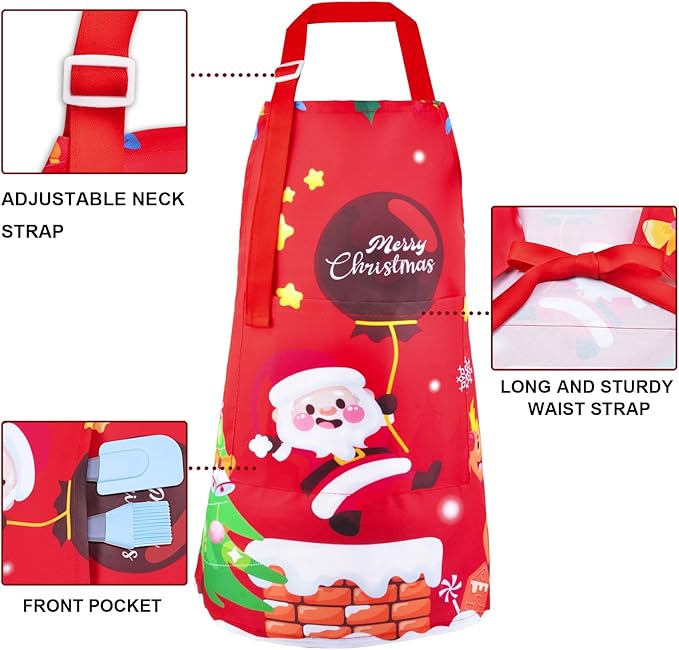 Sylfairy Aprons for Kids Girls Rainbow Unicorn Apron Children Kitchen Chef Aprons Smock (Christmas tree, Medium,6-12Years)