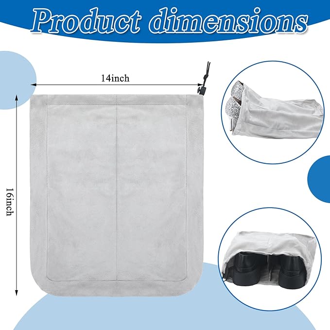 Bulyoou 4 Pcs Travel Shoe Bags Spandex Shoes Pouch with Interior Divider and Drawstring for Women Men Luggage Packing(Grey)