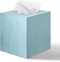 Tissue Box Cover Square, Blue Wooden Tissue Box Holder with Slide-Out Bottom, Decorative Cube Wall Mounted Tissue Holder for Desktop Nightstand Bathroom Office, Modern Farmhouse Home Decor