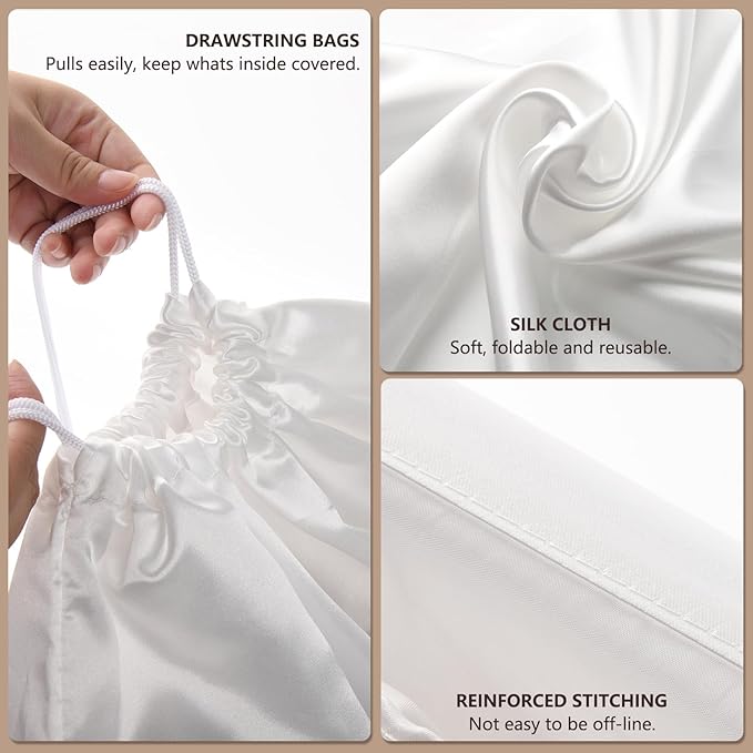 Belinlen 6 Pack 19.6x15.7in Purse Dust Bags for Storage, Dust Bags for Handbags Silk Cloth Bag With Drawstring for Storage Handbag, Purse, Shoes, Boots(White)