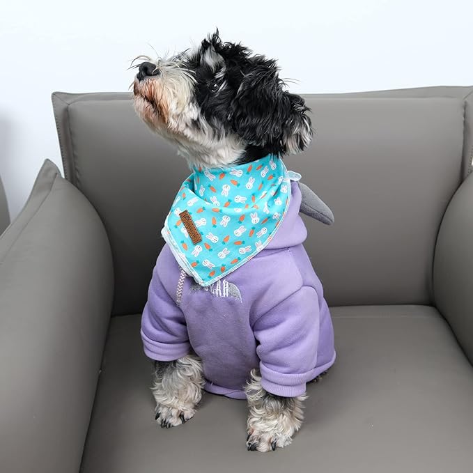 UP URARA PUP Easter Dog Bandana, Triangle Bid Scarf, Cotton, BlueRabbit, L, Easter, Rabbit, Unisex, Medium Large Dog