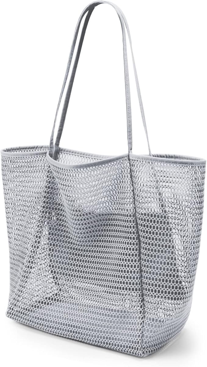 KALIDI BeachNylon Mesh Tote Bag, Casual Tote Bag Hobo Women Foldable MAX 23L Shoulder Bag For Beach Picnic Vacation