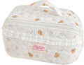 HiTotes Travel Makeup Bag Coquette Floral Cosmetic Bag Quilted Wide Open Lay Flat Toiletry Bag Cute Travel Makeup Pouch