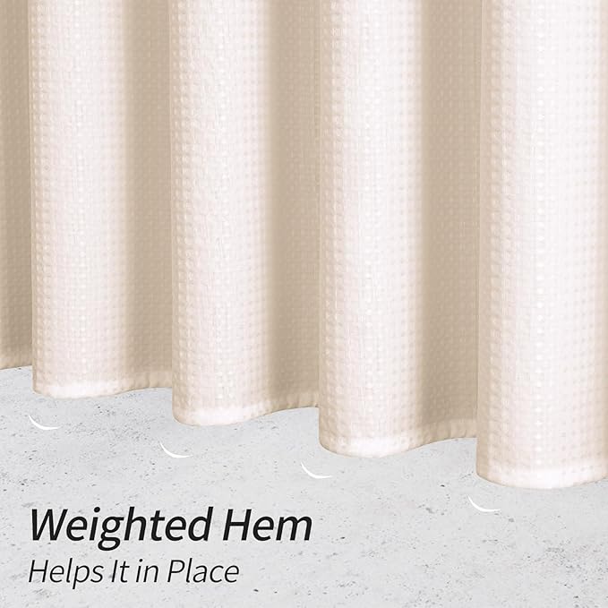 MitoVilla Pink Waffle Fabric Shower Curtain, Heavy Waffle Weave Textured Shower Curtains for Modern Luxury Bathroom Decor, Weighted Hotel Spa Shower Curtain, 72 x 72, Blush Pink