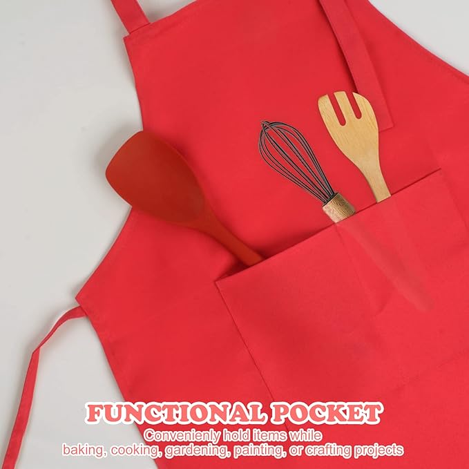 SINLAND Kids Apron with Pocket 2 Pack Children Chef Apron for Cooking Baking Painting