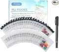 Serfeymi 48 Pcs Pill Pouch Bags for Travel Reusable Plastic Bags 3x3 Inch 12 mil (Double Sided) Translucent Zippered Pill Pouches for Medicine with Slide Lock & Writable Label, 1 Pc Marker-Black+White