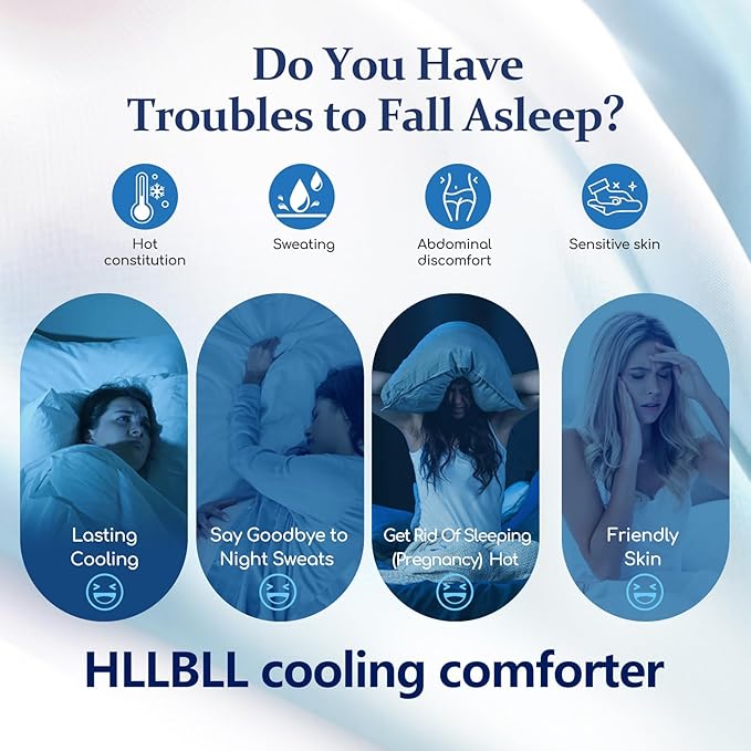 HLLBLL® Cooling Comforter, Ultra Cold Fiber Technology, All-Season Lightweight Blanket to Quickly Cool Down,Deep Sleep Throughout The Night (Cool Gray, King/Cali King (106"x90"))