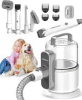 Simple Way Dog Vacuum Grooming Kit for Shedding: Professional Hair Clippers Pet Groomer - Strong Suction Cleaner Deshedding Tool Fur Brush Attachment Trimmer for Home Cat (Milky)