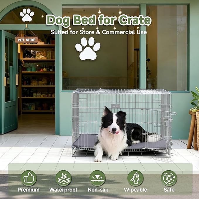 WAYIMPRESS XL Dog Crate Pad, Double-Sided Waterproof Crate Mat Bed, Outdoor Kennel Mat Pet Sleeping for Medium Large Dogs, Clooling, Waterproof, Wipeable, Anti-Slip, Kennel Pad 41 x 27 Inch, Dark Gray