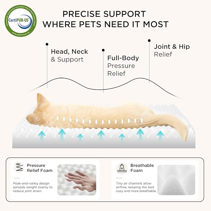 Bedsure Self Warming Dog Beds Large Sized Dog - Extra-Large Puppy Bed with Removable Washable Cover, Orthopedic Egg Crate Foam Pet Mat, Suitable for Pet Up to 100 lbs (Non Electric)