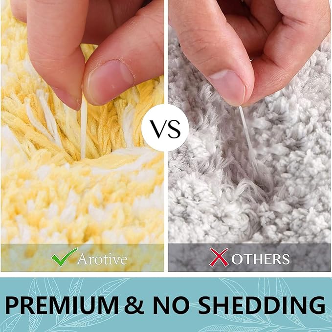 Arotive Microfiber Bathroom Rugs, Shaggy Soft and Absorbent Bath Rug, Non-Slip, Thick Plush Machine Washable Dry Bath Mats for Bathroom, Tub and Shower, 24x16, Light Yellow, Rectangular
