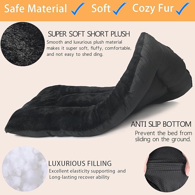 Zihapgpzp Small Dog Crate Bed 24 x 18 - Washable Extra Soft Kennel Mat, Cozy Fluffy With Anti-Slip Bottom for 24 Inch Crates - Pillow Cushion Puppy Mattress Pad, Black