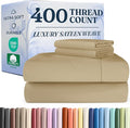 400 Thread Count Cotton Sheet Set - Full Size 100% Cotton Sheets - Easily Fits 8" to 16" Mattress - Silky-Soft, Wrinkle Free, Breathable and Comfy - Deep Pockets & Hotel Quality Bedding Set - Beige