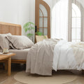 BESTOUCH Sheet Set 100% Washed Cotton Linen Feel Super Soft Comfortable Chic Lightweight 4 Pcs Home Bedding Set Solid Linen Grey Cal King