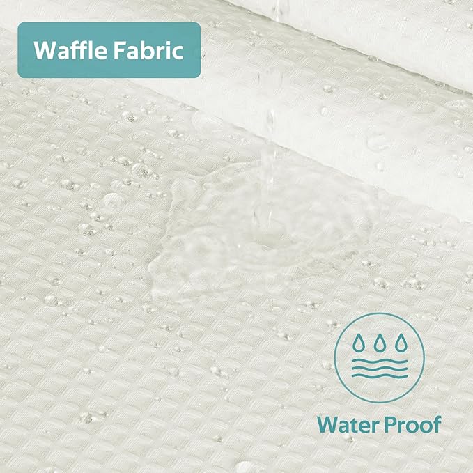 Vipfree 3 in 1 Shower Curtain Set, Waffle Shower Curtain and Liner Set with 12 Double Sided Shower Curtain Hooks, 258GSM Luxury Weighted Cloth Shower Curtains for Bathroom, 72 W x 72 H, Cream
