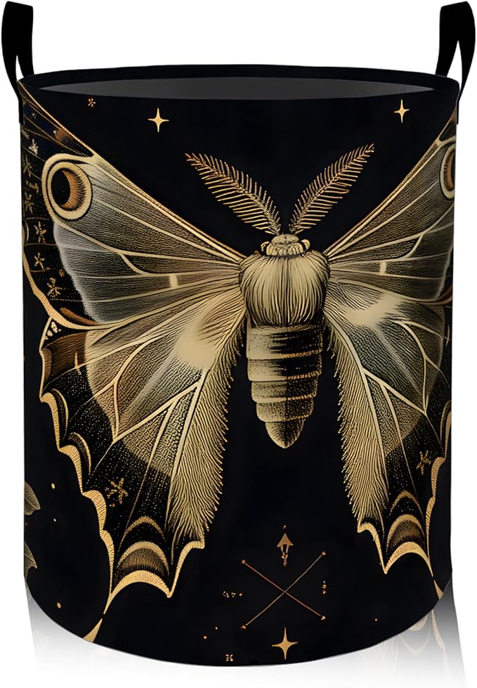 ainori Butterfly and Rose Floral Laundry Basket, Oxford Cloth Vintage Dirty Clothes Collapsible Hamper for Room Decor, Flower Insect Print Gifts Toy Organizer 19.7*15.8 Inch for Bedroom Bathroom Dorm