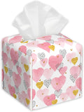 Romantic Hearts Tissue Box Cover,PU Leather Tissue Box Holder Square,Modern Home Decoration for Bathroom Living Room Kitchen Office Car,5.2"×5.2"×5.2"