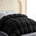 SNOWMAN Premium Down Comforter Cal King Size, Luxurious All Season Duvet Insert with Cotton Blended Fabric, Pinch Pleat Design Hotel Bedding Comforter (Black,108"x98")